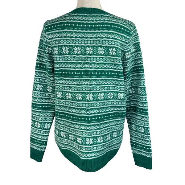 Croft & Barrow Small Sweater Fair Isle Crew Neck Long Sleeve Pullover Green New - Image 4