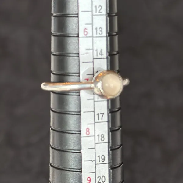 Authentic Pandora Ring, Sterling Silver with White Pearlescent Stone, Size 7 - Image 5