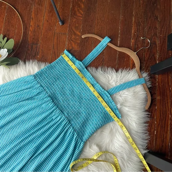 Easel Blue & White Striped Maxi Tiered Dress Summer - Image 6