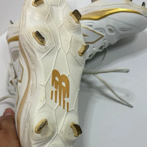 New Balance VELOv4 Women's White and Gold Athletic Sneakers Softball - Image 7
