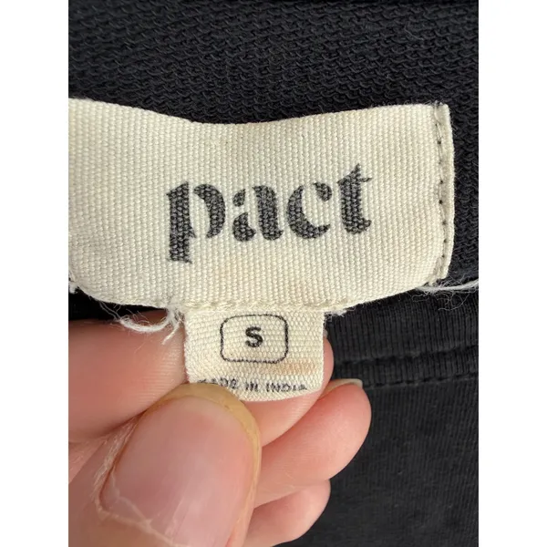 Pact Womens Sweatshirt Black Organic Cotton Back Cutout Pullover Small - Image 5
