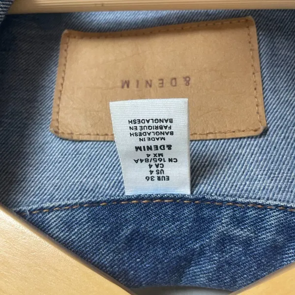H&M Trucker Jean Jacket Women Size 4 Medium Wash Blue Classic Denim 100% Cotton‎ - Image 7