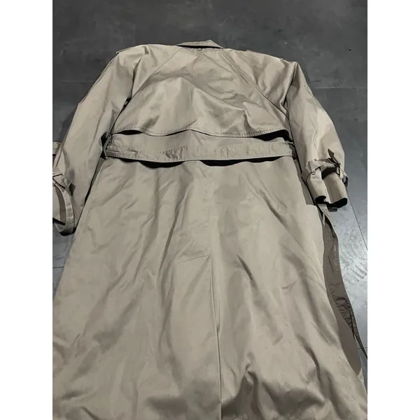 John Weitz Trench Coat Womens Size 14‎ Beige 90s Shoulder Pads - Image 8