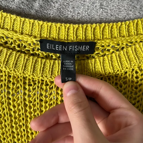 Eileen Fisher‎ Organic Linen Sweater Lightweight Open Knit Pullover Green Small - Image 2