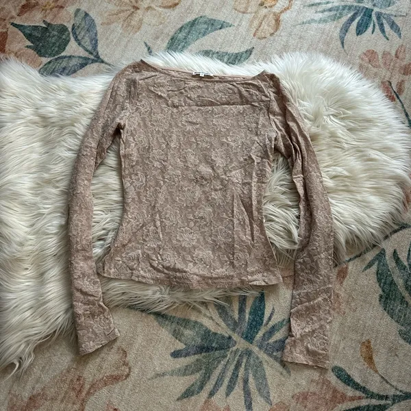 REFORMATION Adriano Lace Knit Top In Chai - Image 2