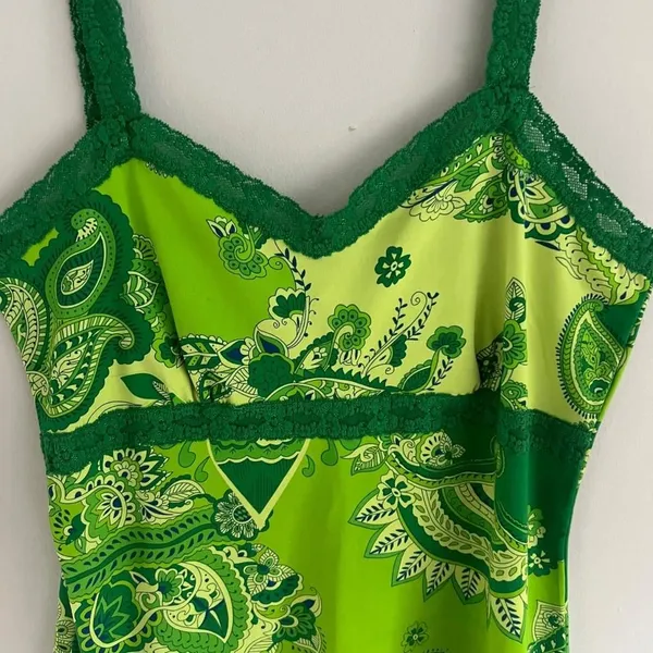 Green Paisley‎ Print Bob Mackie Studio Tank Top - Image 3