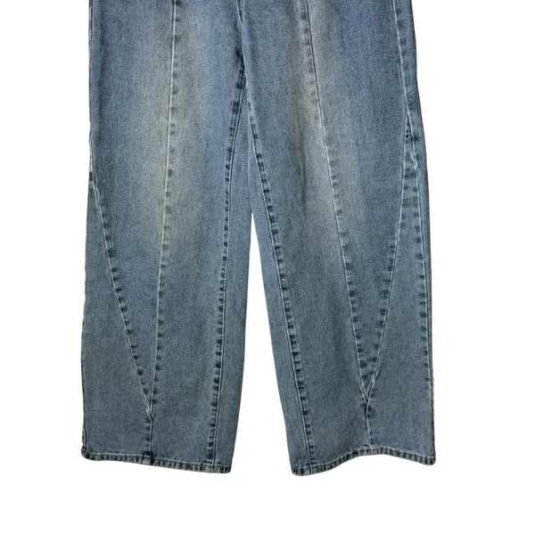 Dazy Barrel Leg Jeans Women Medium Blue Curved Seam Wide Leg Denim Streetwear - Image 6