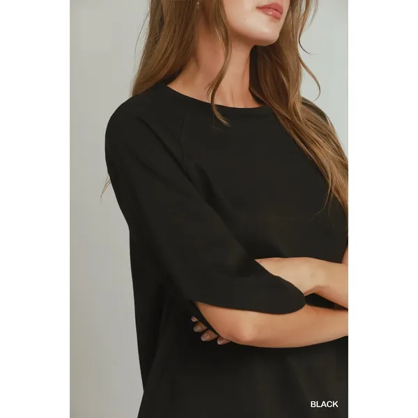 Umgee Round Hem Raglan Sleeve Top - Large - Image 4