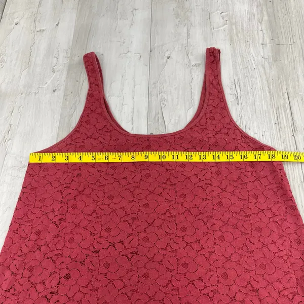 American Eagle Pink Floral Lace Tank Top L Boho Romantic Back Zip Festival Y2K - Image 8