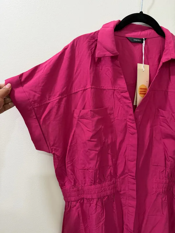 Nwt Pink Short Sleeve Button Front Romper Size XL - Image 4