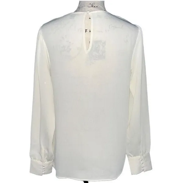 Ann Taylor Factory Cream Long Sleeve Blouse Crew Neck Small Off White - Image 2