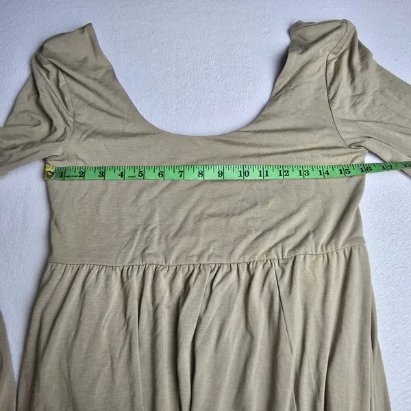 A New Day NWT Womens Tan Long Sleeve Scoop Neck‎ Empire Waist Midi Dress Medium - Image 9