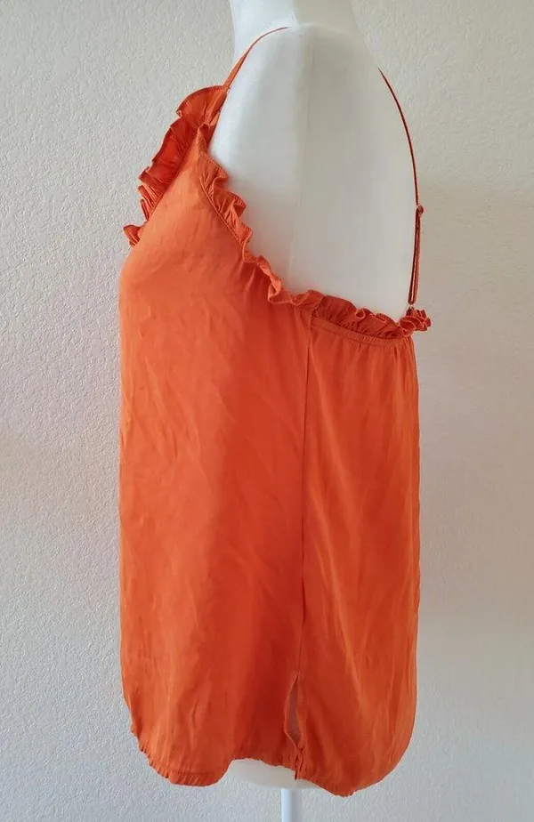 Dokotoo Orange Ruffle Cami Adjustable Strap Women Size S Tank Top Fli… - Image 3