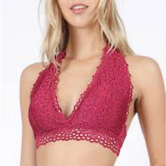 1X zenana outfitters pink magenta lace halter bralette - Image 7
