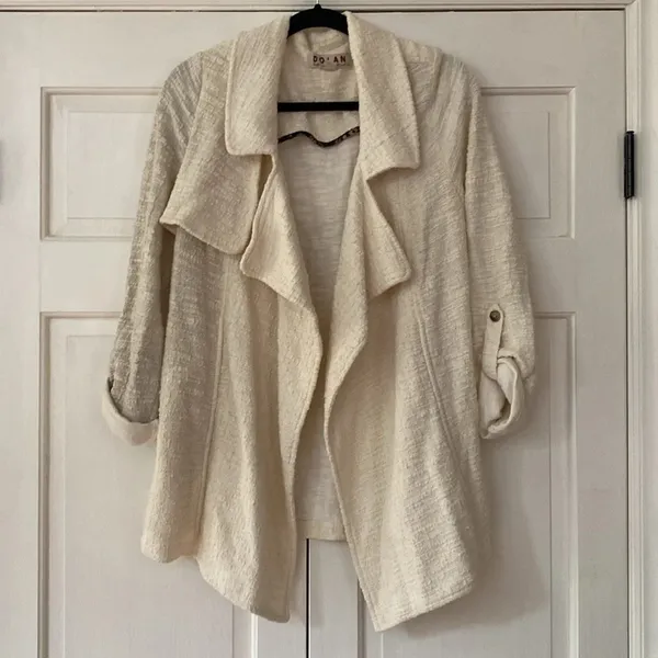 Anthropologie‎ Cream Dolan Left Coast Gwyneth Jacket Size Large Boucle Tweed - Image 6