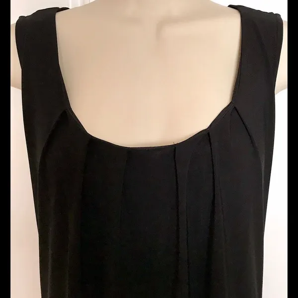 White House | Black Market Black Shift Dress With Silk Trim Size M - Image 3