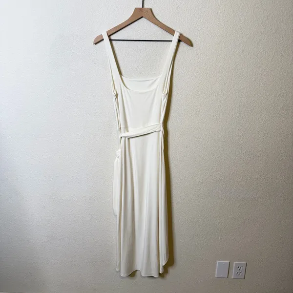 Aritzia Wilfred Saturn Wrap Dress White Sleeveless Womens Size L‎ - Image 11