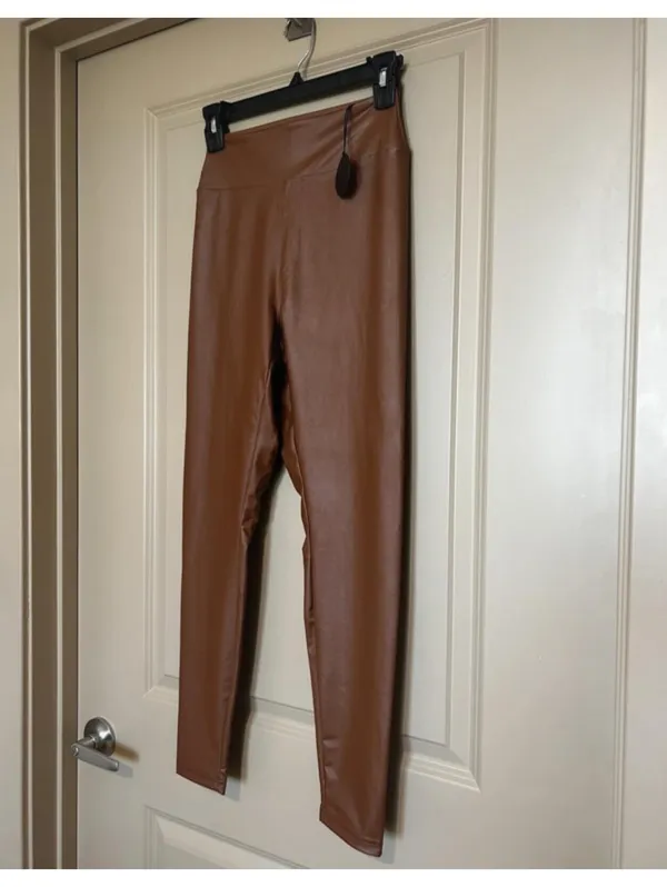OFFLINE‎ By Aerie Faux Leather Brown Leggings NWT Medium - Image 3