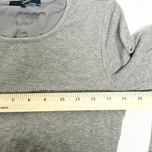 Quince Womens Soft Tencel Rib Knit Long Sleeve Midi‎ Lounge Dress Size XS Gray - Image 10