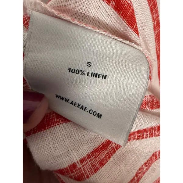 Aexae Revolve Red White Striped Linen Drawstring High Rise Wide Leg Pants Small - Image 12