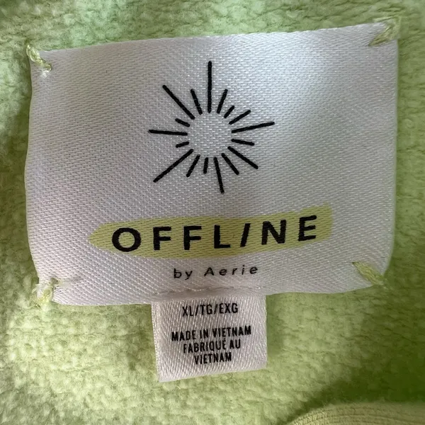 Aerie Offline XL Cropped Boxy Hoodie Lime Neon Green Pullover Sweatshirt Women - Image 5