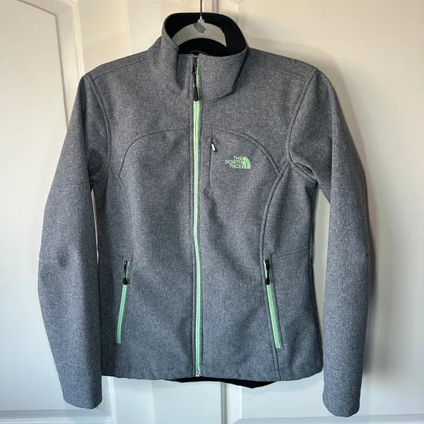 The North‎ Face Gray Full Zip Apex Bionic Jacket Windproof Fleece Lined Womens M - Image 2