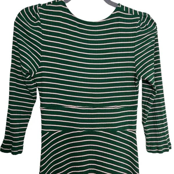 Anthropologie Maeve Green Striped Ribbed Knit Maxi Dress Small - Image 6