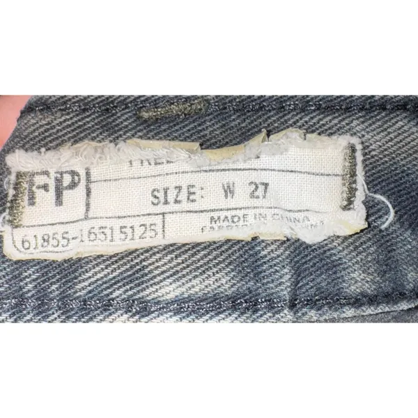 Free People Cut‎ Off Shorts Dark Wash Button Fly Distressed Women's 27 Mid Rise - Image 5