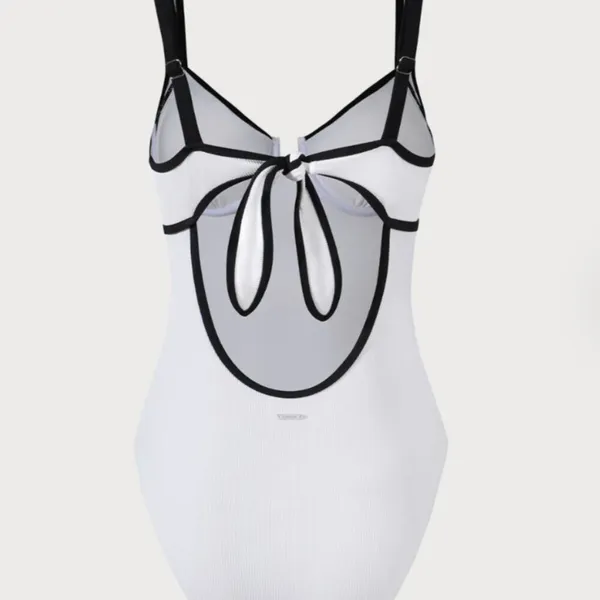 Berlook White Contrast Trim Knotted One-Piece Swimsuit 45 - Image 7