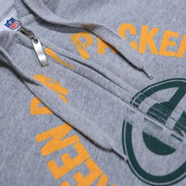 NFL Team Apparel Green Bay Packers Hoodie Womens Medium Grey Full Zip Game Day - Image 3