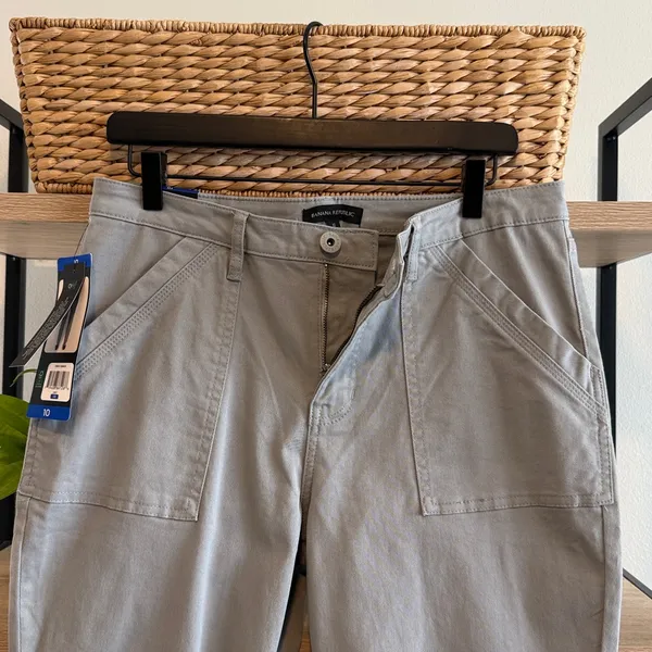 NWT Banana Republic High Rise Twill Woven Ankle Gray Trouser Pant, 10 - Image 8