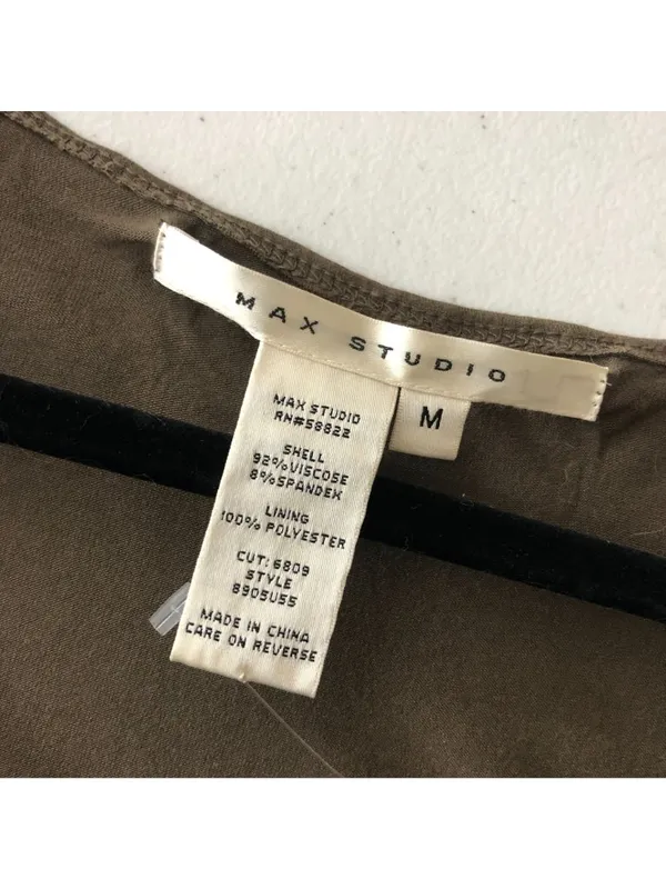 Max Studio Brown Puff Sleeve Empire Waist Bubble Hem Dress M - Image 4