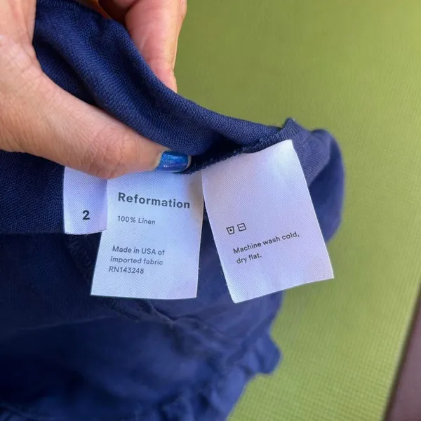 Reformation Blue Linen Dress - Image 9