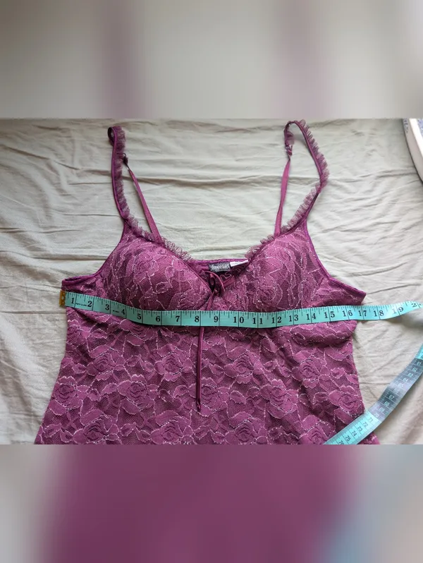 Frederick's of Hollywood Floral Lace Negligee XLarge Plum - Image 4