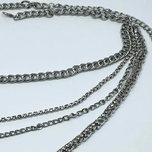 Y2K Glam Silver Rhinestone Draped Chain Belt, Fits 18–42 Inches, X7GA1196 - Image 8