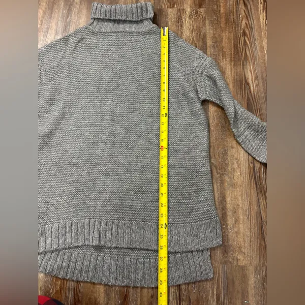Zara Knit Medium Gray Turtleneck Sweater Oversized Dress Winter Warm Basic Fall - Image 6