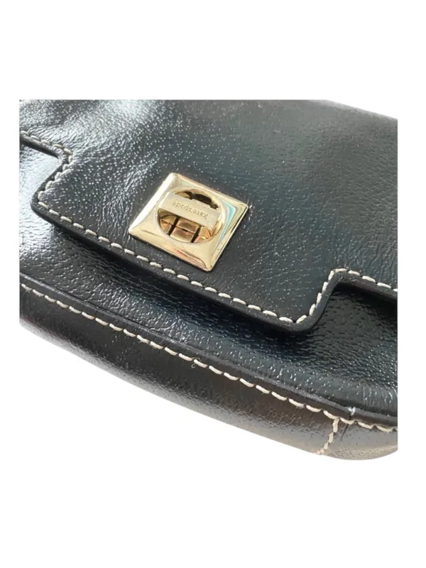 Kate Spade  Iconic Turnlock Gold Chain Handle Mini Bag Handbag  Black Leather - Image 7