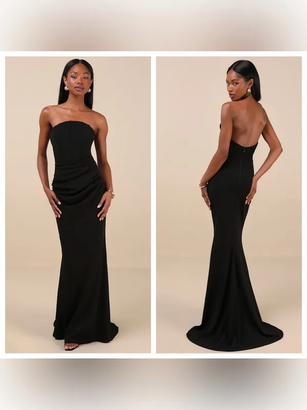Lulu's Laney Black Strapless Corset Maxi Dress - Image 2