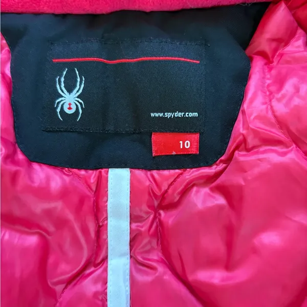Spyder Duck Down Winter Jacket Black Shell Pink Interior Womens Size 10 Medium - Image 12