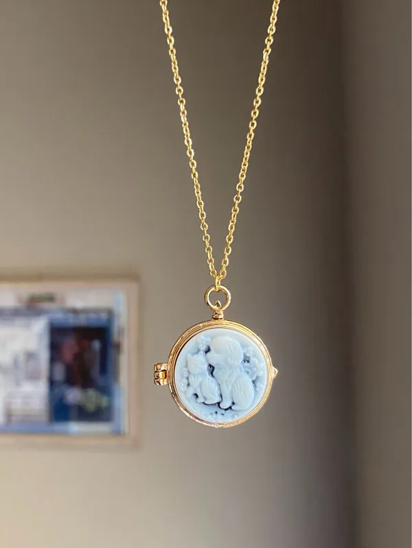 Handmade cute cat & dog antique boho retro vintage style necklace🐈🦮💙 - Image 2