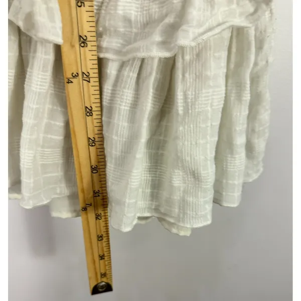 ASOS‎ White Cotton Smocked Mini Dress 4 Long Sleeve Tiered Ruffle Boho Cottage - Image 4