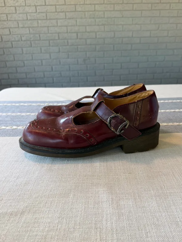 RARE Vintage Dr. Martens 8306 Cherry Red Oxblood T-Strap Made in England Size 9 - Image 6