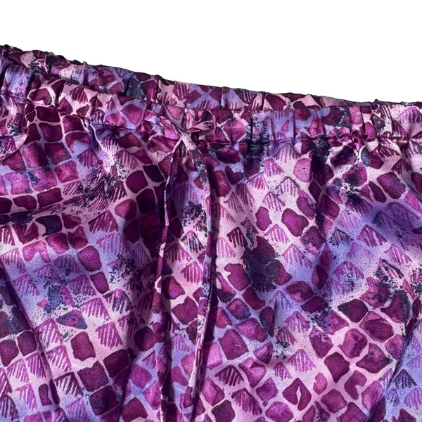 Vintage Silky Satin Pajama Pants Sz M Wide Leg Pink Purple Lagenlook Lounge 90s - Image 2