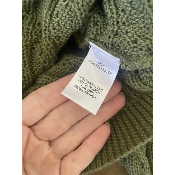 Lena Cropped Cable Knit Sweater Womens‎ Size M Olive Green Dolman Boho Earthy - Image 5
