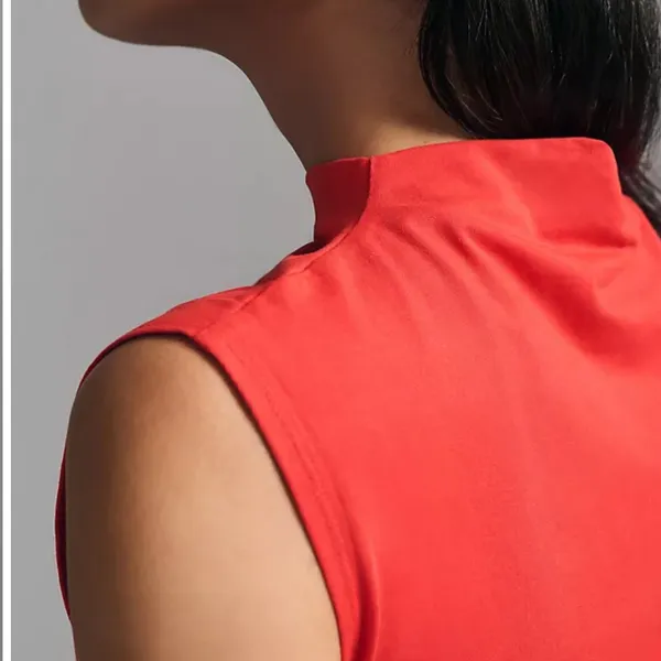 Maeve Anthropologie Mock-Neck Shell Tank Blouse Top in Tomato Size XL - Image 4