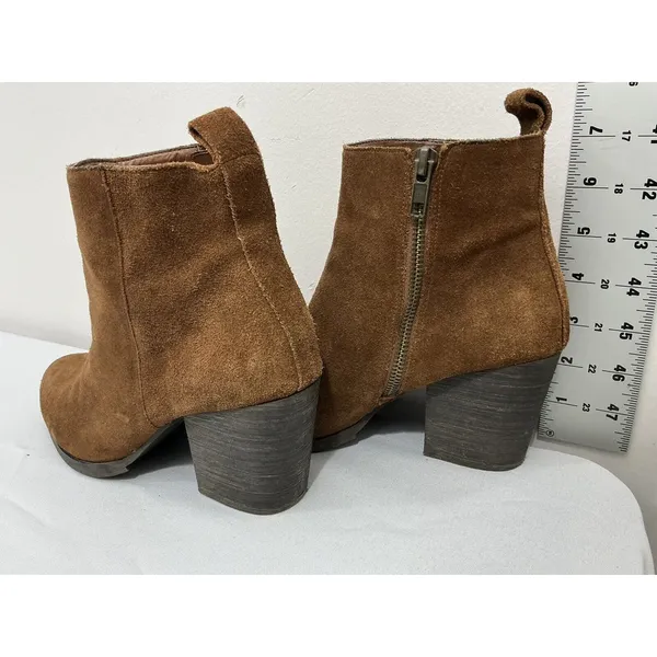 Womans Ecote Size 6 Cognac Suede Zip Block Heel Ankle Boots - Image 4