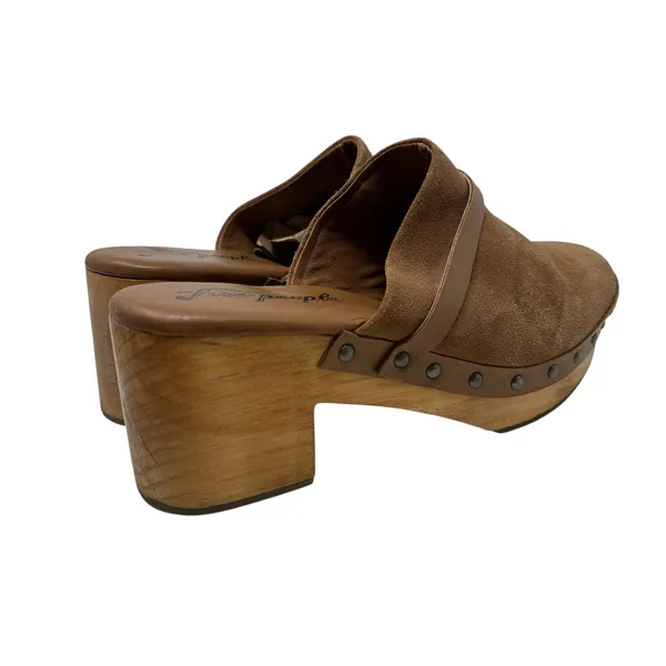 Free People Calabasas‎ Clog Brown Suede Wood Heel Tan Size 41 US 10 - Image 9