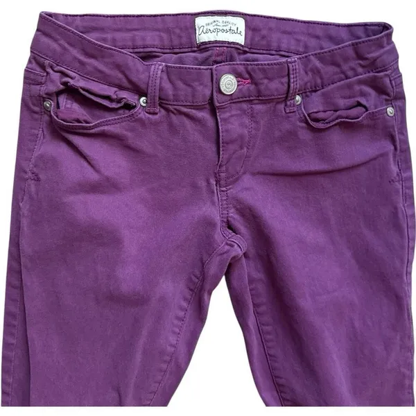 Womens Aeropostale Lola High Waisted Jeggings Skinny Jeans in Purple - Sz 1/2 - Image 2