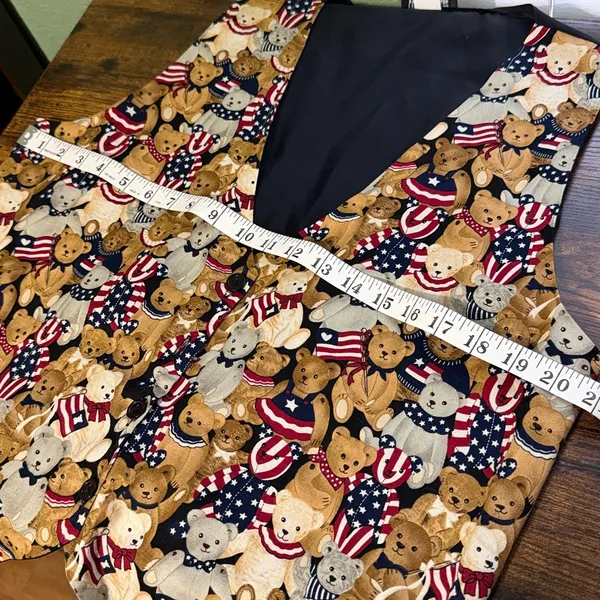 Vintage 80s 90s Patriotic Teddy Bear Vest - Image 7