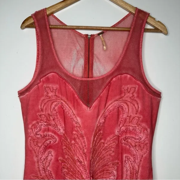 Free People Ice Ice Baby Embellished Sleeveless Mini Dress in Pink Lemonade L - Image 4